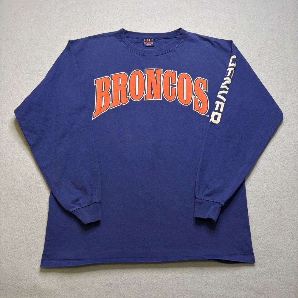 Galt Sand Denver Broncos Long Sleeve Mens M Blue 1995 Vintage NFL Graphic Tee